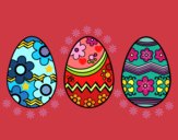 Disegno Tre uovo di Pasqua pitturato su gaga