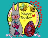 Disegno Happy Easter pitturato su gaga
