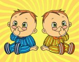 Disegno Bambini gemelli pitturato su gaga