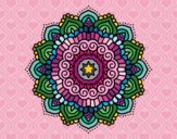 Disegno Mandala stella decorata pitturato su gaga