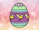 Disegno Uovo di Pasqua con uccellini pitturato su gaga
