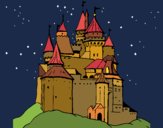 Disegno Castello medievale  pitturato su gaga