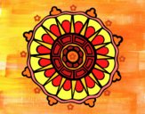Disegno Mandala con i raggi del sole pitturato su gaga