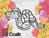 Disegno I giorni Aztechi: serpente Coatl pitturato su hiol