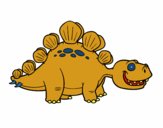 Disegno Lo stegosauro pitturato su pietroc
