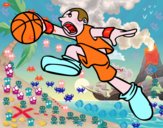 Disegno Salto de pallacanestro pitturato su fiocco