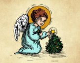 Disegno Angioletto di Natale pitturato su stefan