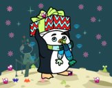 Pinguino con il regalo di Natale