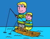 Padre e figlio di pesca