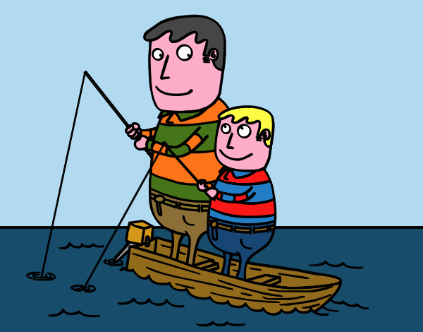 Padre e figlio di pesca