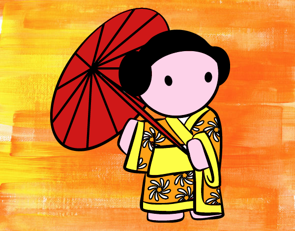 Geisha con ombrello