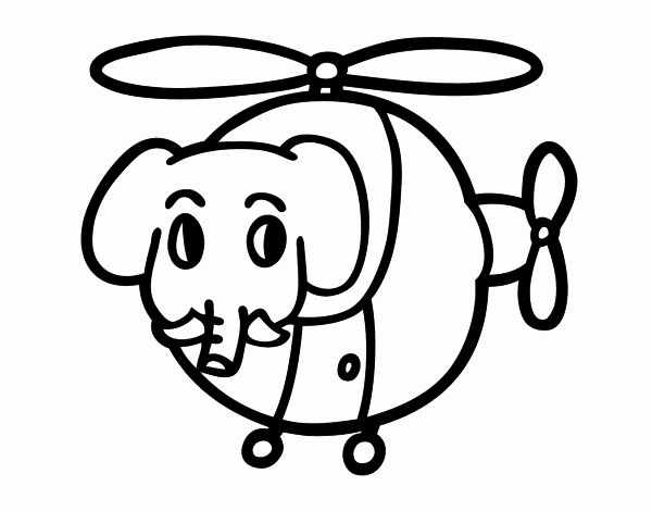 Elicottero con elefante