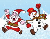 Babbo Natale e il pupazzo di neve di salto