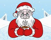 Babbo Natale con una tazza di caffè