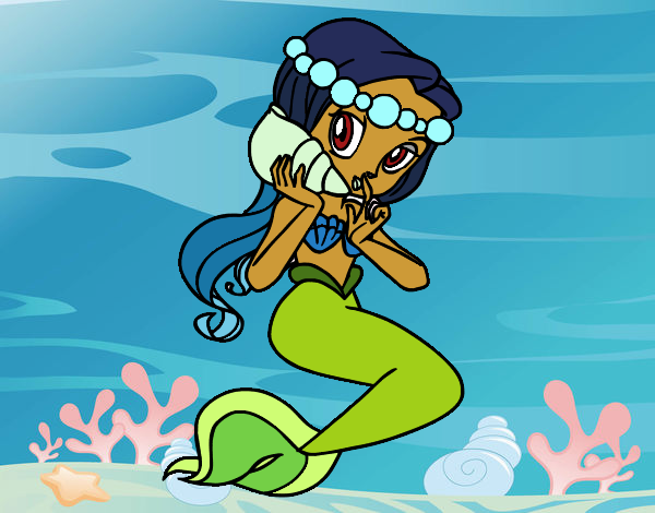 Sirena con una Conchiglia di mare 