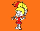 Una ragazza con un ombrello