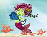 Sirena con conchiglia e perle