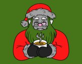 Babbo Natale con una tazza di caffè