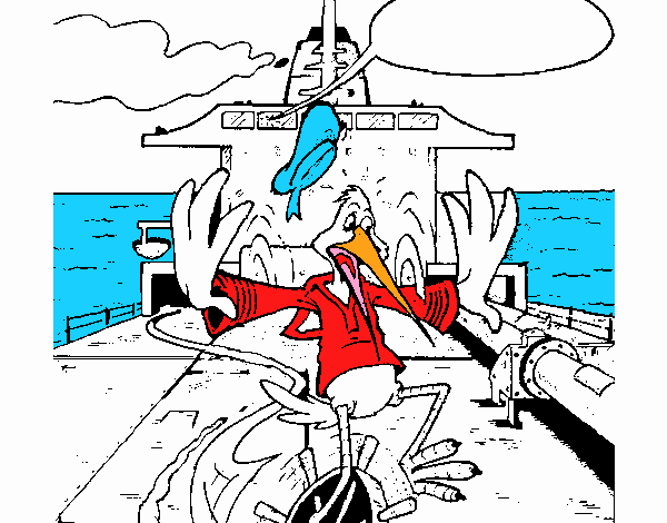 Cicogna in una barca 
