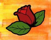Rosa con foglie