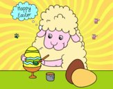 Piccole pecore colorare le uova di Pasqua
