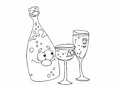 Bottiglie de champagne e bicchieri